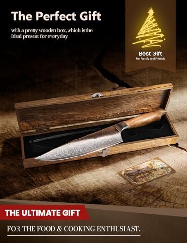 Damascus Chef Knife | 67-Layers Japanese Steel Kitchen Knife | For Home Cooking Enthusiasts | Premium Olive Wood Handle