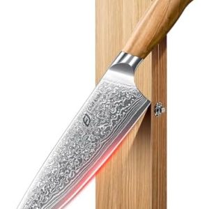 Damascus Chef Knife | 67-Layers Japanese Steel Kitchen Knife | For Home Cooking Enthusiasts | Premium Olive Wood Handle