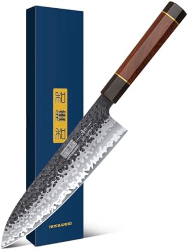 HOSHANHO 8 Inch Japanese Gyuto Chef Knife | High Carbon 10Cr15CoMoV Steel | Ergonomic Rosewood Handle | Professional Coo