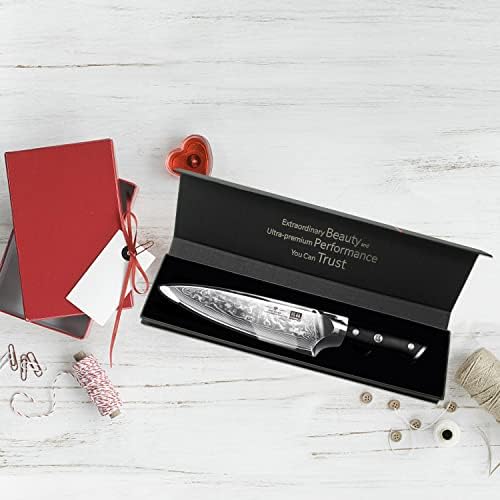 SHAN ZU 8 Inch Japanese Damascus Chef Knife | Professional High Carbon Steel | Versatile Kitchen Utility Knife for Home