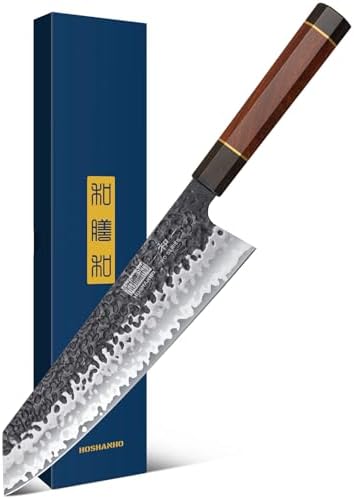 HOSHANHO 8 Inch Japanese Gyuto Chef Knife | High Carbon 10Cr15CoMoV Steel | Ergonomic Rosewood Handle | Professional Coo