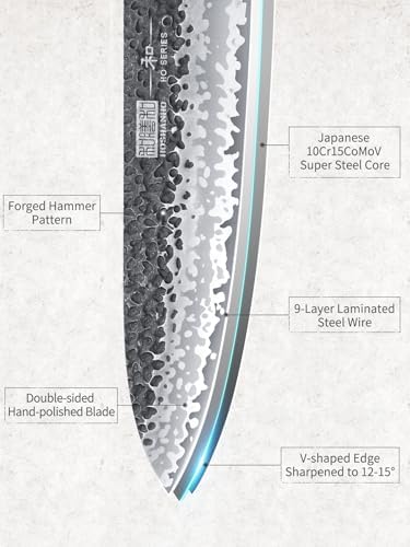 HOSHANHO 8 Inch Japanese Gyuto Chef Knife | High Carbon 10Cr15CoMoV Steel | Ergonomic Rosewood Handle | Professional Coo