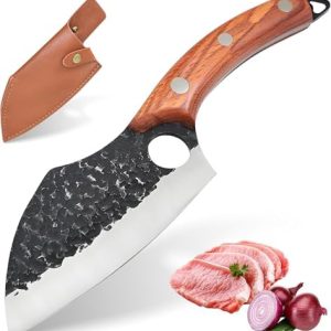 Ultra Sharp Japanese Chef Knife - Hand Forged High Carbon Steel - Professional Kitchen Cutlery - Ideal for Cooking, BBQ,