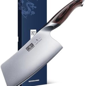 HOSHANHO 7 Inch Cleaver Knife - Ultra Sharp Japanese High Carbon Steel Chopper for Home Kitchen & Restaurant - Versatile