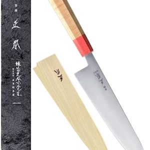 MASAMOTO KS Japanese Gyuto Chef's Knife | Ultra Sharp 9.5" Carbon Steel Blade | Professional Kitchen Use | Octagonal Map