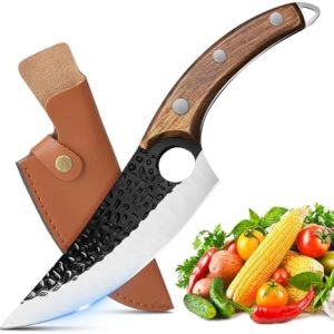 ZENG Butcher Knife - Hand Forged Boning Knife | High Carbon Steel | Viking Style | Ideal for Kitchen, Camping & BBQ Enth