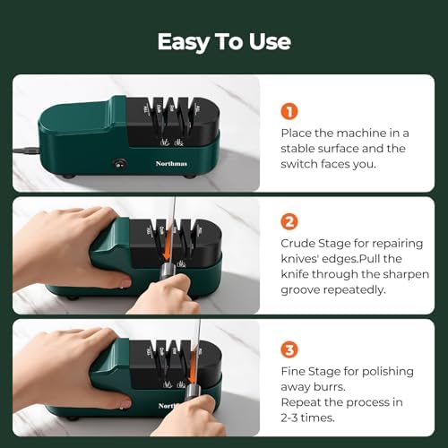 Professional Electric Knife Sharpener for Home Use - 2 Stages Quick Sharpening & Polishing, 100V-240V Global Voltage Des