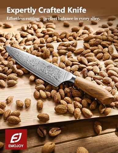 Damascus Chef Knife | 67-Layers Japanese Steel Kitchen Knife | For Home Cooking Enthusiasts | Premium Olive Wood Handle