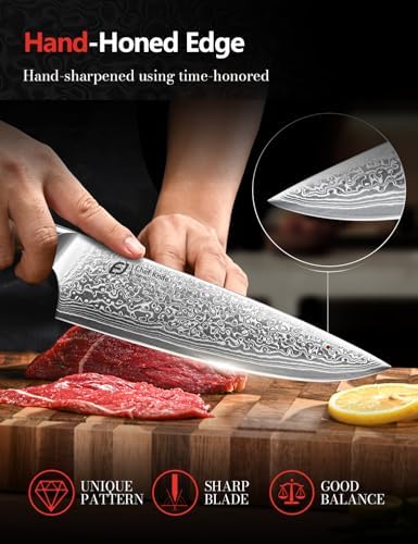 Damascus Chef Knife | 67-Layers Japanese Steel Kitchen Knife | For Home Cooking Enthusiasts | Premium Olive Wood Handle