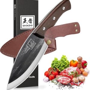 ENOKING 5.9" Viking Knife for Meat Cutting, Heavy-Duty Boning Butcher Knife with Full Tang Wood Handle, Handmade Chef Kn